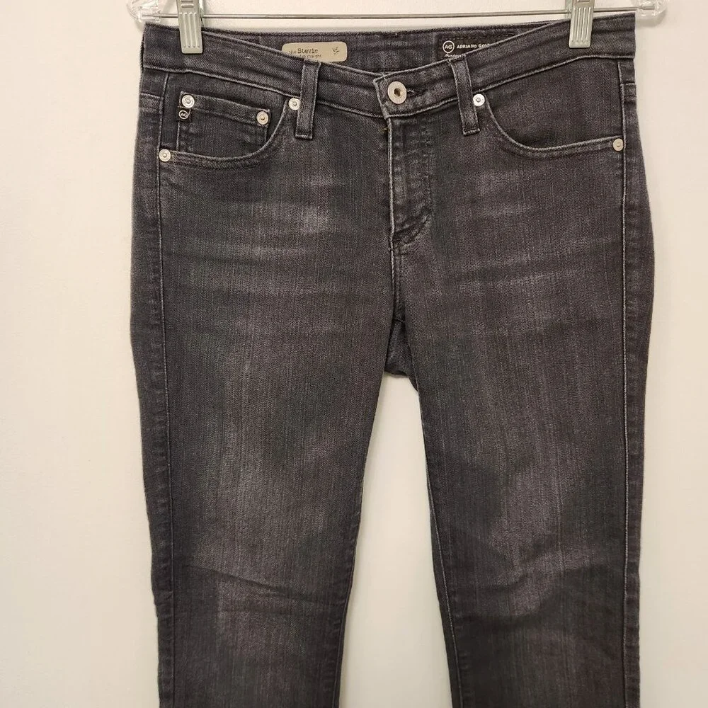 AG Adriano Goldschmied Jeans The Stevie Slim Straight Leg Jean Black 27R 30x30‎